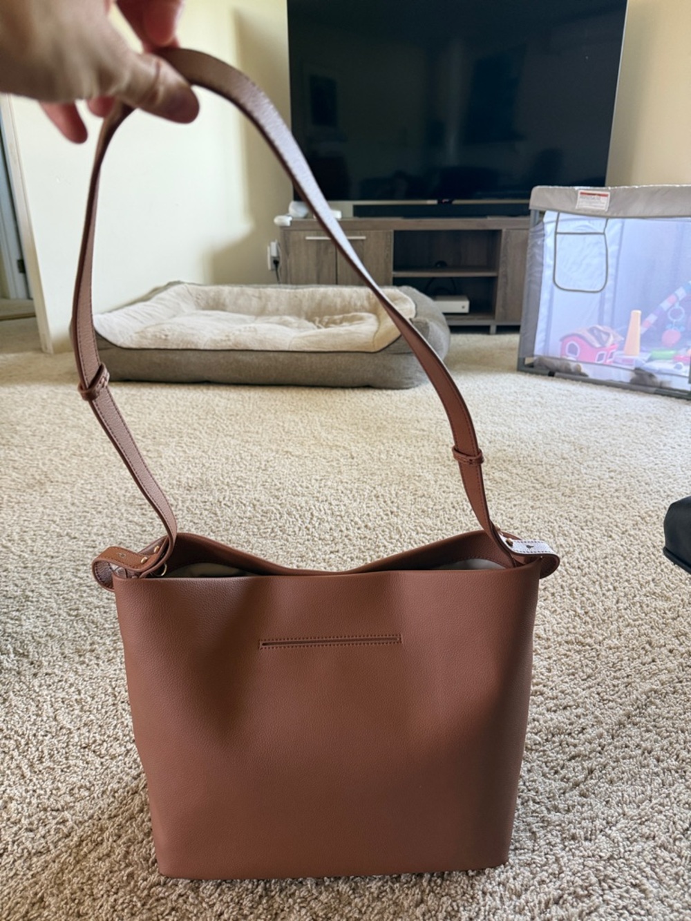 Classic Brown Leather Shoulder Bag - Women